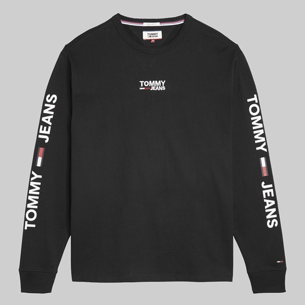 TOMMY JEANS ESSENTIAL LS LOGO TEE TOMMY BLACK 